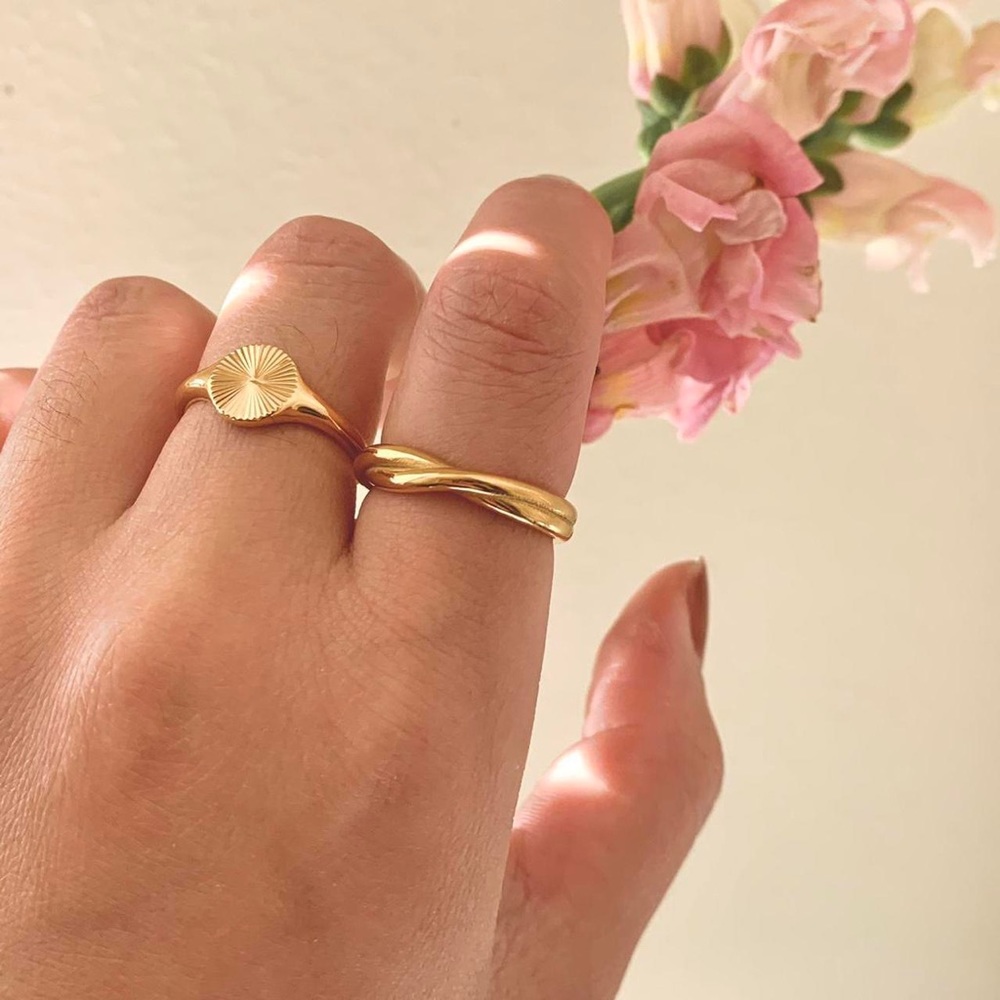 Gold twisted ring, twisty ring, gold stacking ring, thin band ring, gold ring